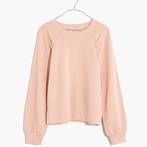 Madewell Peach Gathered Puff Sleeve Sweatshirt